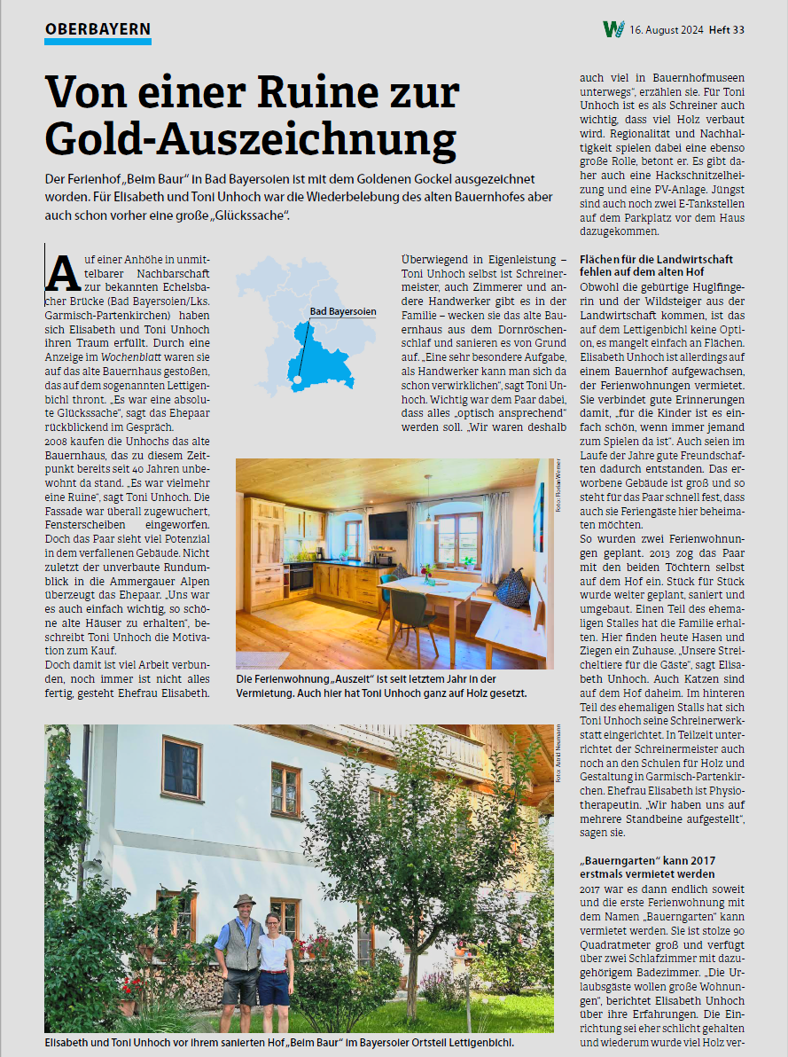 Artikel im Bayrisches Landwirtschaftliches Wochenblatt